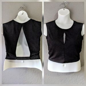 Sweet Rain slit front textured open back crop top